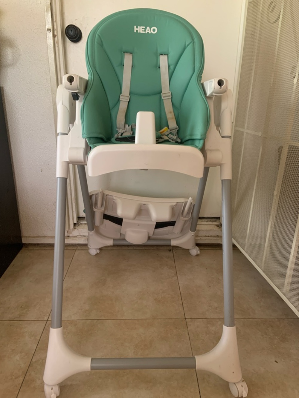 Convertible Baby High Chair in Mint Green and White
